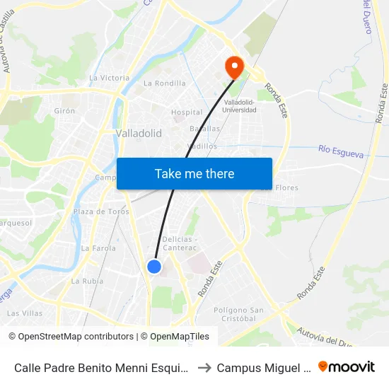 Calle Padre Benito Menni Esquina Caamaño to Campus Miguel Delibes map