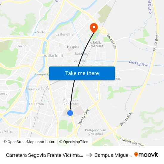 Carretera Segovia Frente Víctimas Del Terrorismo to Campus Miguel Delibes map