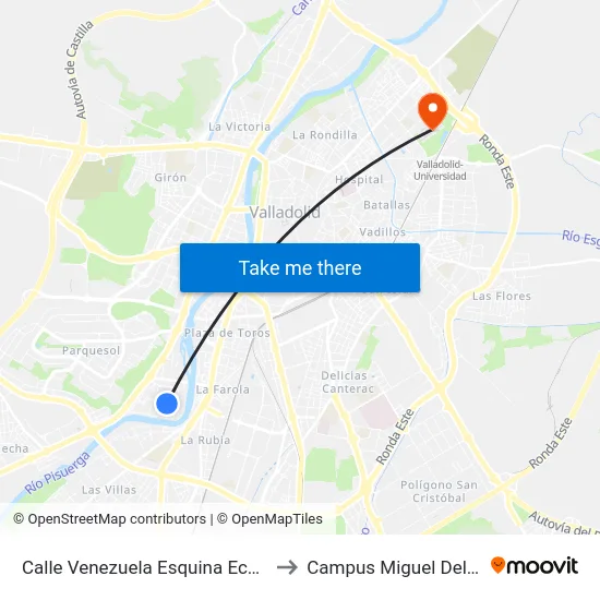 Calle Venezuela Esquina Ecuador to Campus Miguel Delibes map