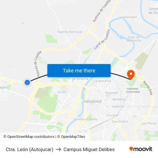 Zaratán. Ctra. León (Autojucar) to Campus Miguel Delibes map