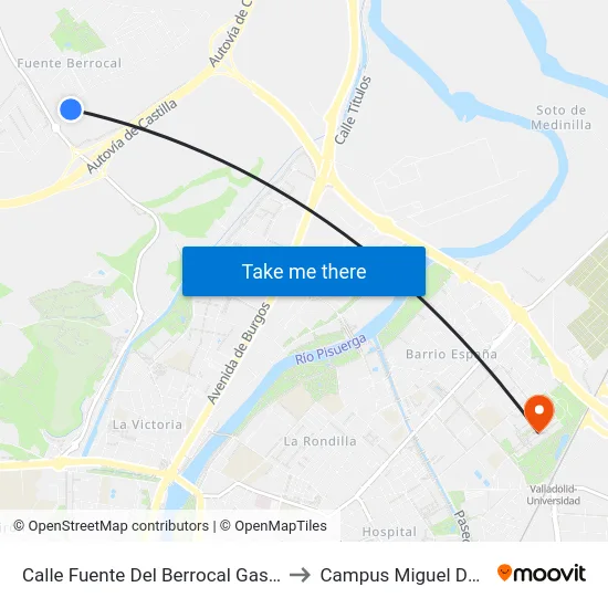 Calle Fuente Del Berrocal Gasolinera to Campus Miguel Delibes map