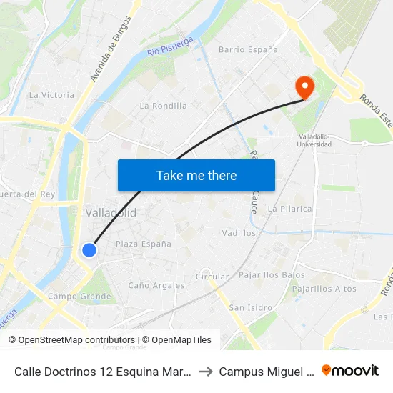 Calle Doctrinos 12 Esquina María De Molina to Campus Miguel Delibes map