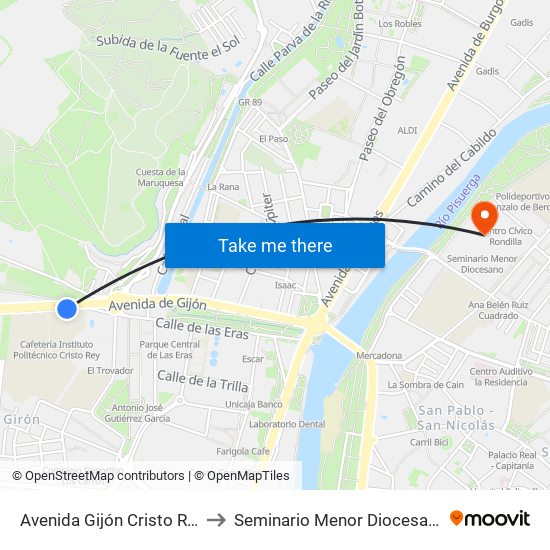 Avenida Gijón Cristo Rey to Seminario Menor Diocesano map