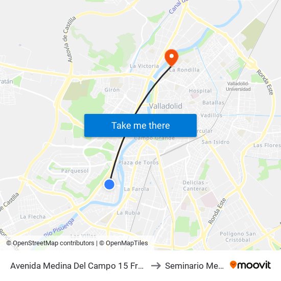 Avenida Medina Del Campo 15 Frente Centro Salud Arturoeyríes to Seminario Menor Diocesano map