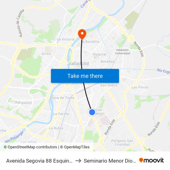 Avenida Segovia 88 Esquina Hornija to Seminario Menor Diocesano map