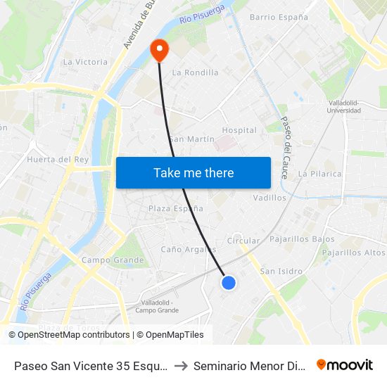 Paseo San Vicente 35 Esquina Sevilla to Seminario Menor Diocesano map