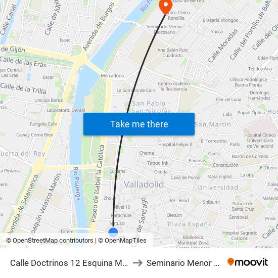 Calle Doctrinos 12 Esquina María De Molina to Seminario Menor Diocesano map