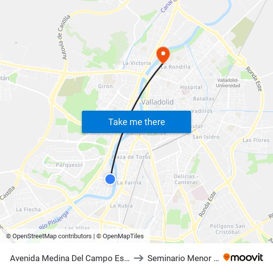 Avenida Medina Del Campo Esquina Barlovento to Seminario Menor Diocesano map