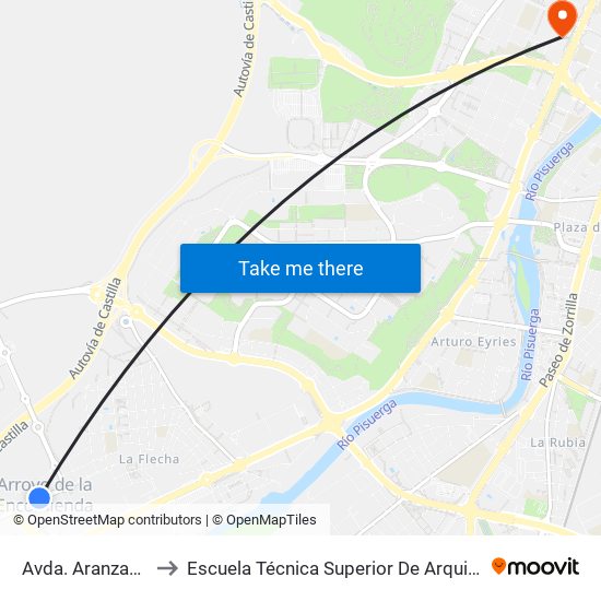 Avda. Aranzana, 9 to Escuela Técnica Superior De Arquitectura map