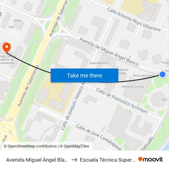 Avenida Miguel Ángel Blanco Plaza Del Milenio to Escuela Técnica Superior De Arquitectura map