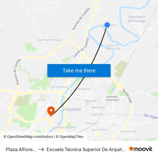 Plaza Alfonso X to Escuela Técnica Superior De Arquitectura map