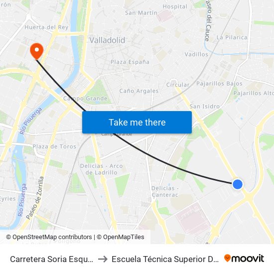 Carretera Soria Esquina Carraca to Escuela Técnica Superior De Arquitectura map