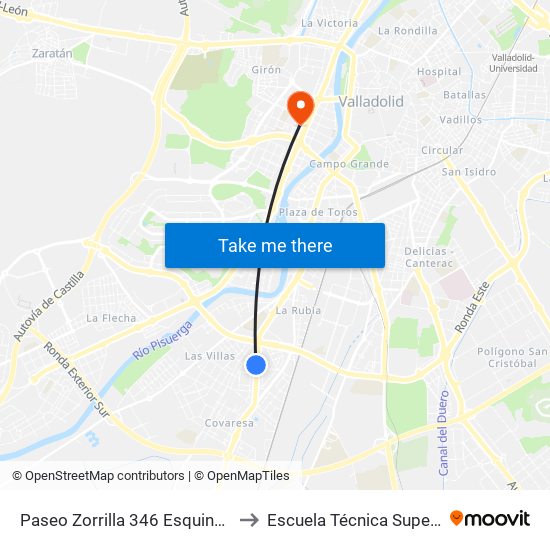 Paseo Zorrilla 346 Esquina Vinos Ribera De Duero to Escuela Técnica Superior De Arquitectura map