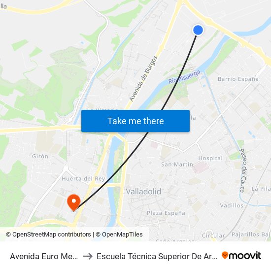 Avenida Euro Mercaolid to Escuela Técnica Superior De Arquitectura map