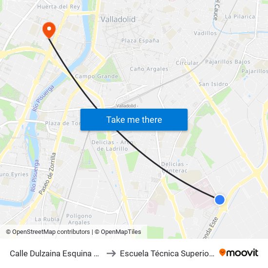 Calle Dulzaina Esquina Arribes Del Duero to Escuela Técnica Superior De Arquitectura map