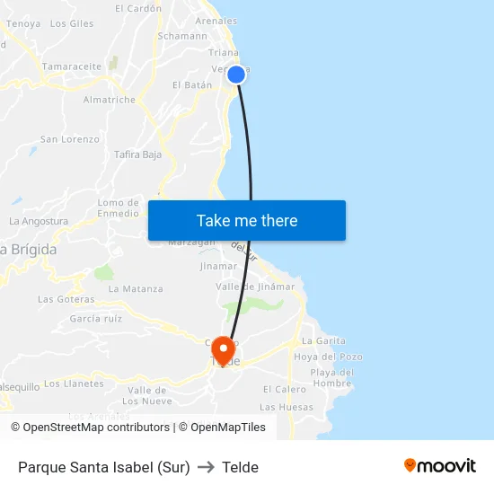 Parque Santa Isabel (Sur) to Telde map