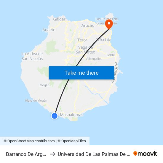 Barranco De Arguineguin to Universidad De Las Palmas De Gran Canaria map