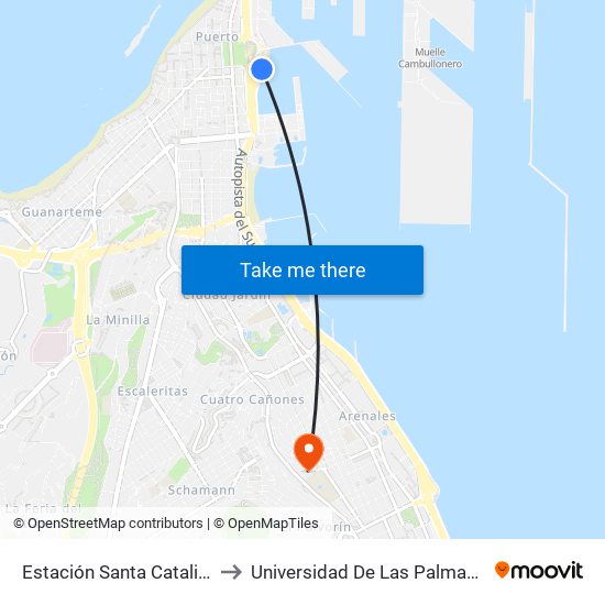 Estación Santa Catalina (Andén 18) to Universidad De Las Palmas De Gran Canaria map