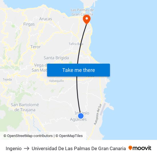 Ingenio to Universidad De Las Palmas De Gran Canaria map