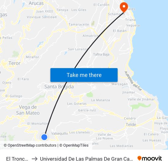 El Troncon to Universidad De Las Palmas De Gran Canaria map