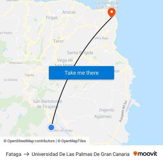 Fataga to Universidad De Las Palmas De Gran Canaria map