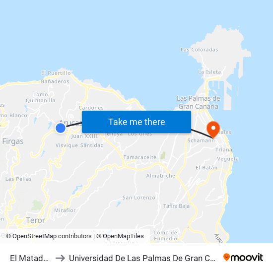 El Matadero to Universidad De Las Palmas De Gran Canaria map