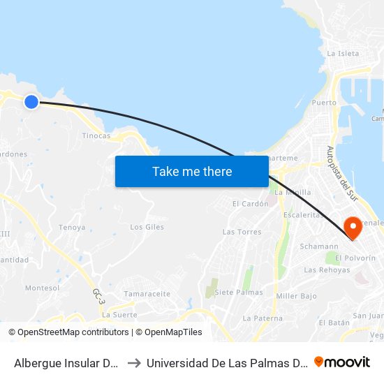 Albergue Insular De Animales to Universidad De Las Palmas De Gran Canaria map