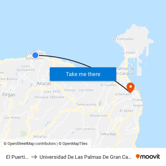 El Puertillo to Universidad De Las Palmas De Gran Canaria map