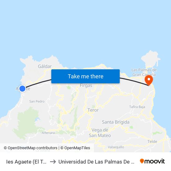 Ies Agaete (El Turman) to Universidad De Las Palmas De Gran Canaria map