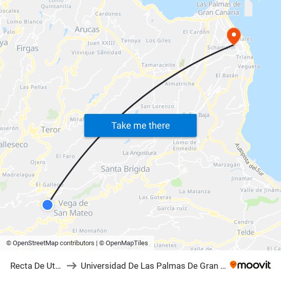 Recta De Utiaca to Universidad De Las Palmas De Gran Canaria map