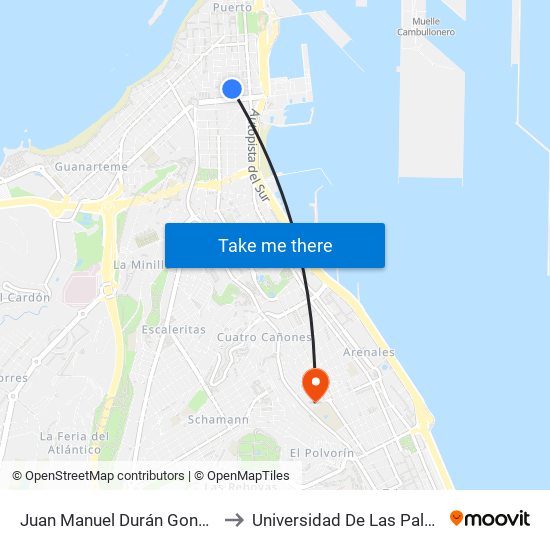 Juan Manuel Durán González (El Corte Inglés) to Universidad De Las Palmas De Gran Canaria map