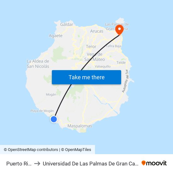 Puerto Rico to Universidad De Las Palmas De Gran Canaria map