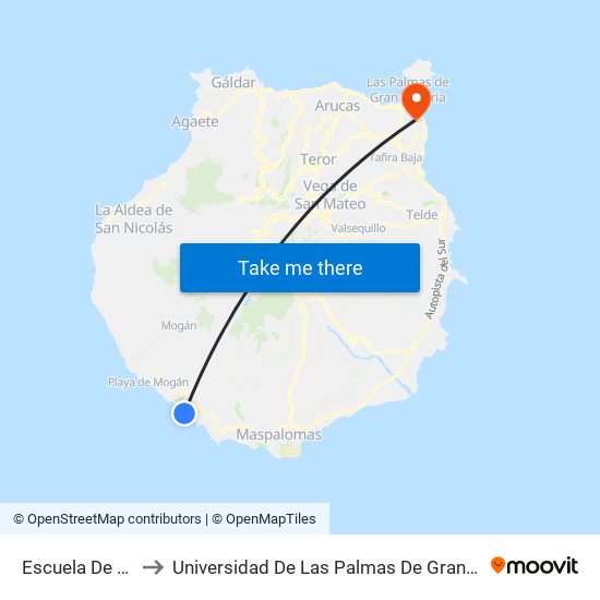 Escuela De Vela to Universidad De Las Palmas De Gran Canaria map