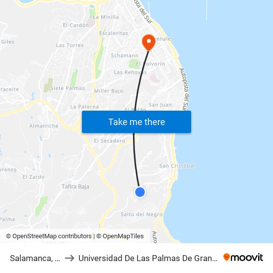 Salamanca, 135 to Universidad De Las Palmas De Gran Canaria map