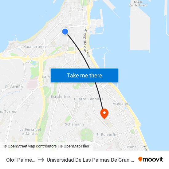 Olof Palme, 40 to Universidad De Las Palmas De Gran Canaria map