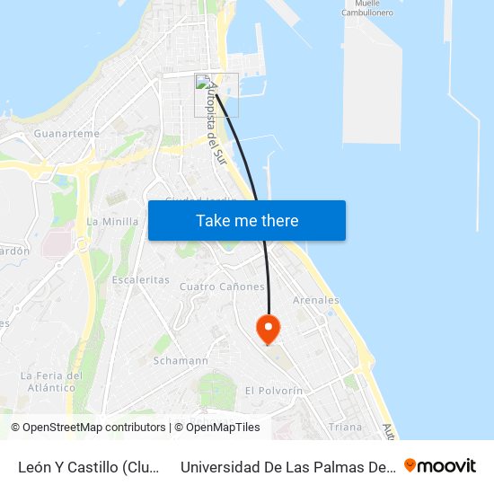 León Y Castillo (Club Náutico) to Universidad De Las Palmas De Gran Canaria map