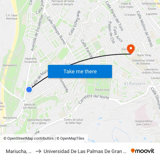 Mariucha, 171 to Universidad De Las Palmas De Gran Canaria map