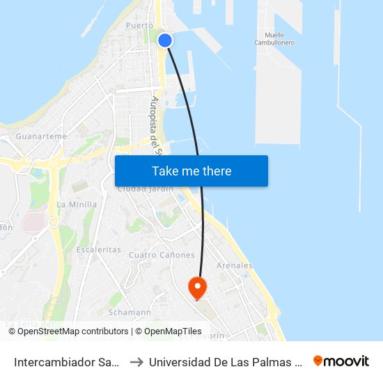 Intercambiador Santa Catalina to Universidad De Las Palmas De Gran Canaria map