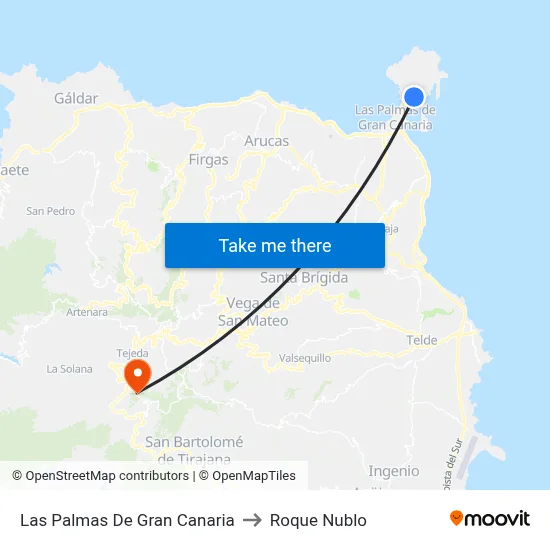 Las Palmas De Gran Canaria to Roque Nublo map