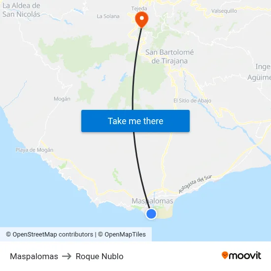 Maspalomas to Roque Nublo map