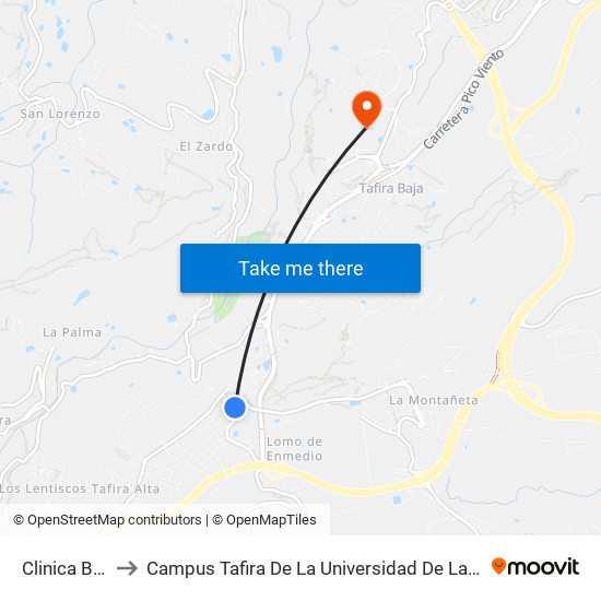 Clinica Bandama to Campus Tafira De La Universidad De Las Palmas De Gran Canaria map