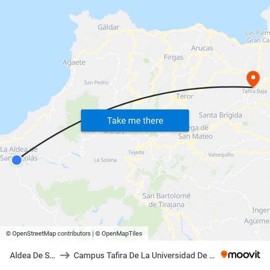 Aldea De San Nicolás to Campus Tafira De La Universidad De Las Palmas De Gran Canaria map