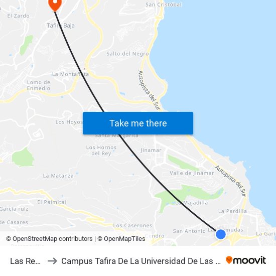 Las Remudas to Campus Tafira De La Universidad De Las Palmas De Gran Canaria map