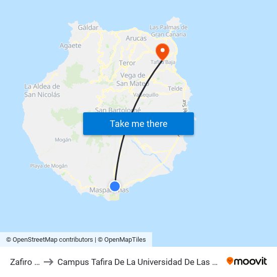 Zafiro 2000 to Campus Tafira De La Universidad De Las Palmas De Gran Canaria map