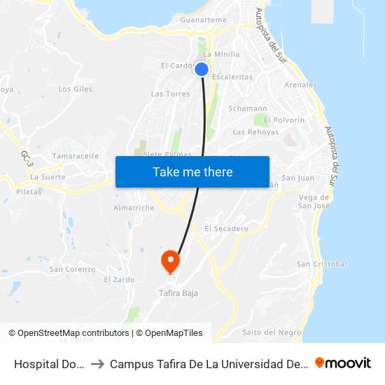 Hospital Doctor Negrín to Campus Tafira De La Universidad De Las Palmas De Gran Canaria map