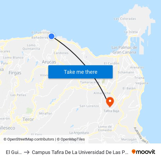 El Guincho to Campus Tafira De La Universidad De Las Palmas De Gran Canaria map