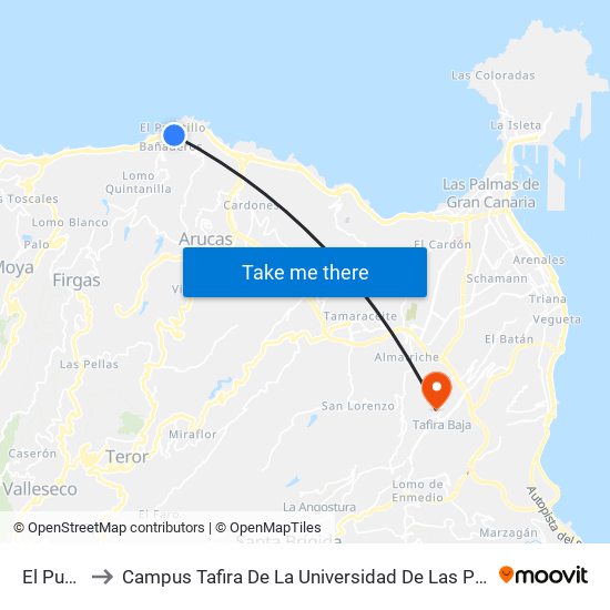 El Puertillo to Campus Tafira De La Universidad De Las Palmas De Gran Canaria map