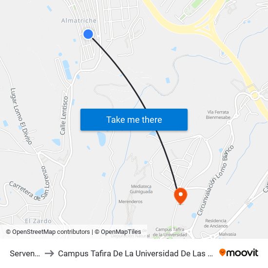 Serventía, 85 to Campus Tafira De La Universidad De Las Palmas De Gran Canaria map