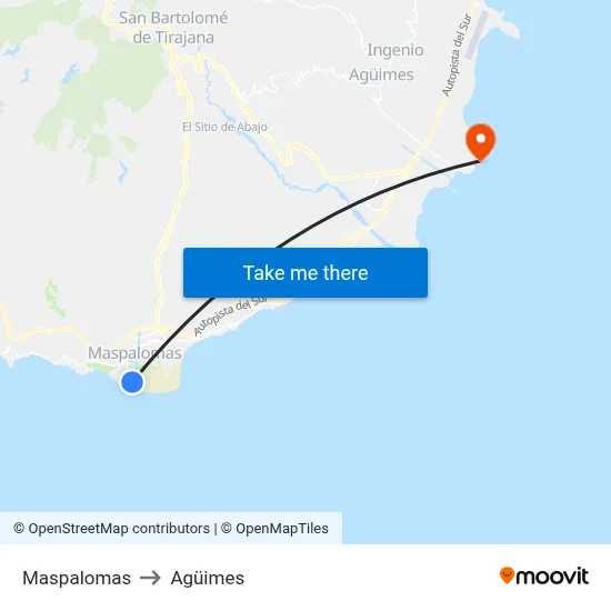 Maspalomas to Agüimes map