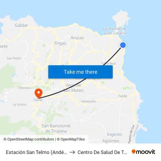 Estación San Telmo (Andén 29) to Centro De Salud De Tejeda map